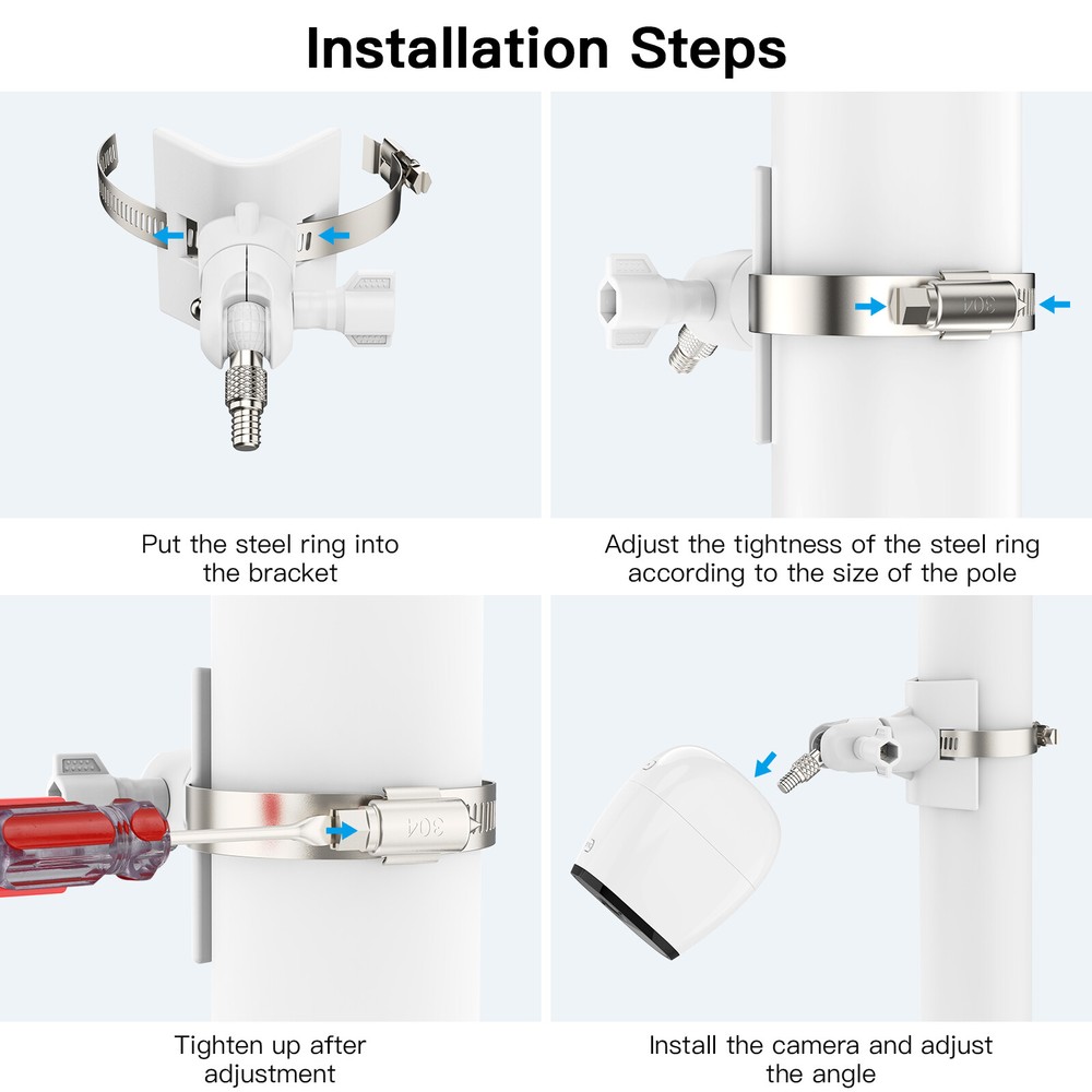 Pole Mount for Arlo Camera Arlo Pro 360°Adjustable Railing Bracket Clip Holder