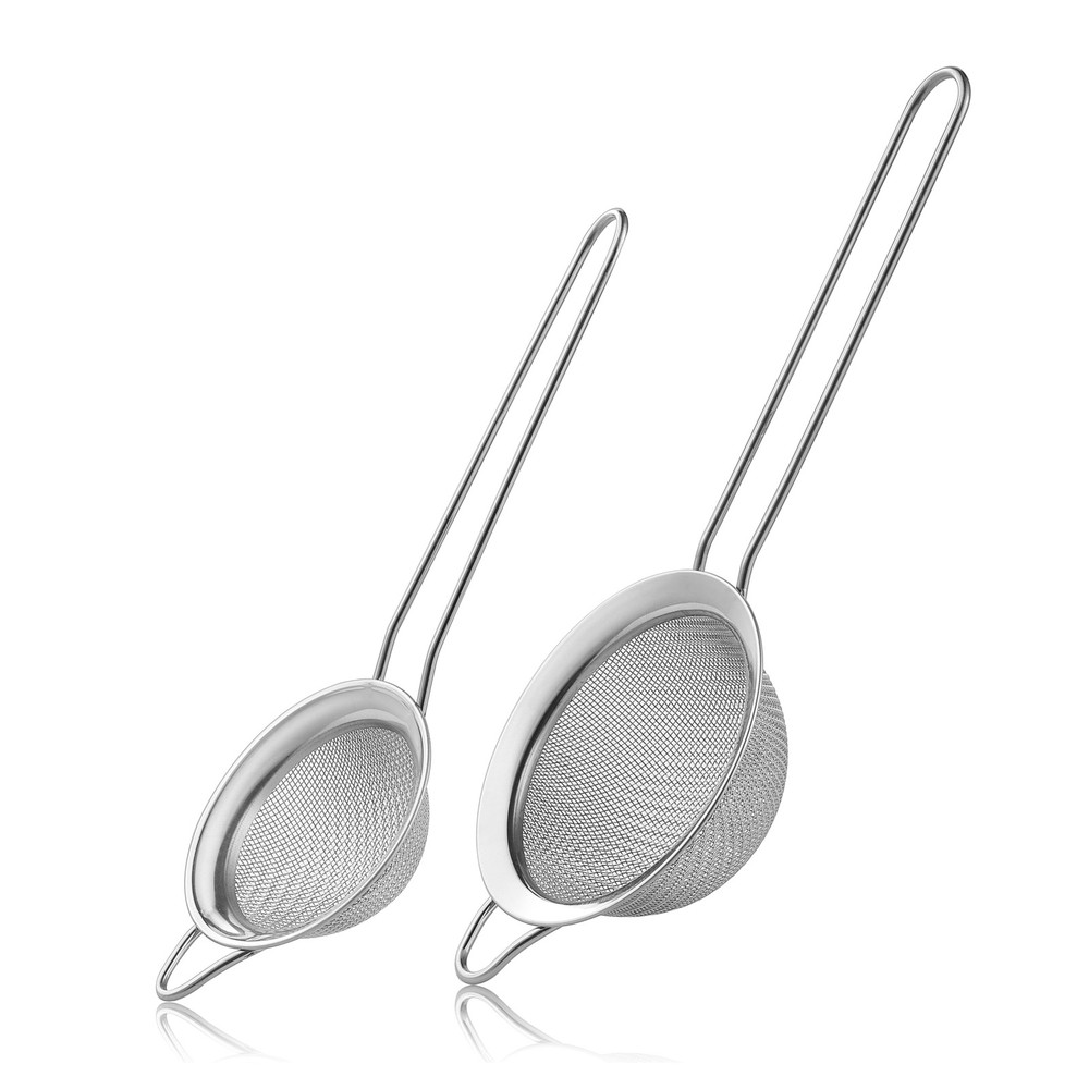 2 Pack Fine Mesh Strainers, Mini Stainless Steel Strainer with Small, Sliver