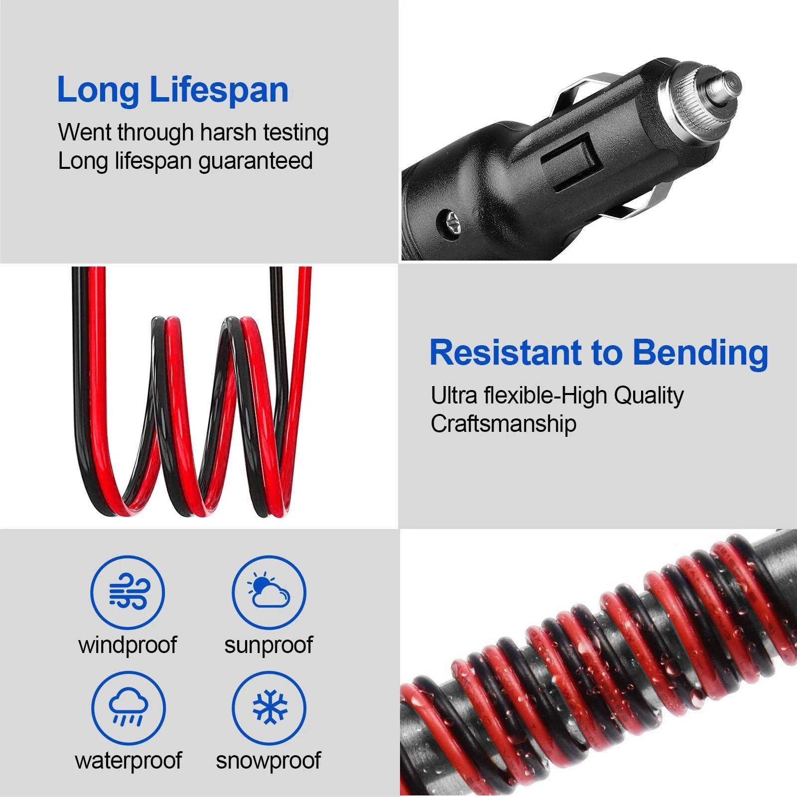 2 Pack Car Cigarette Lighter Plug with Switch Fuse LED 12V for Vehicle Repair