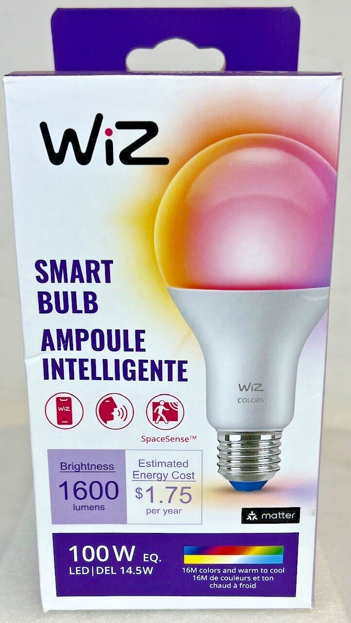 2x WiZ-603514 - WiZ Color A21 100W Wi-Fi Smart LED Light Bulb - 1 Pack -FREE S/H