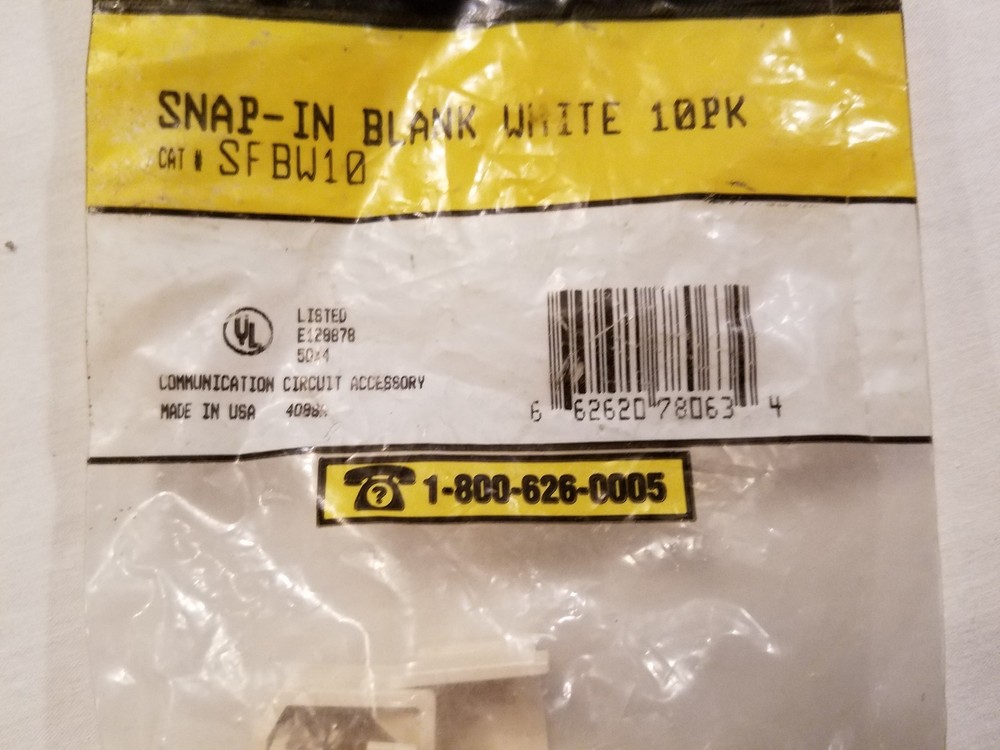 SFBW10 Hubbell Blank Connector Module, White, 10 Pack