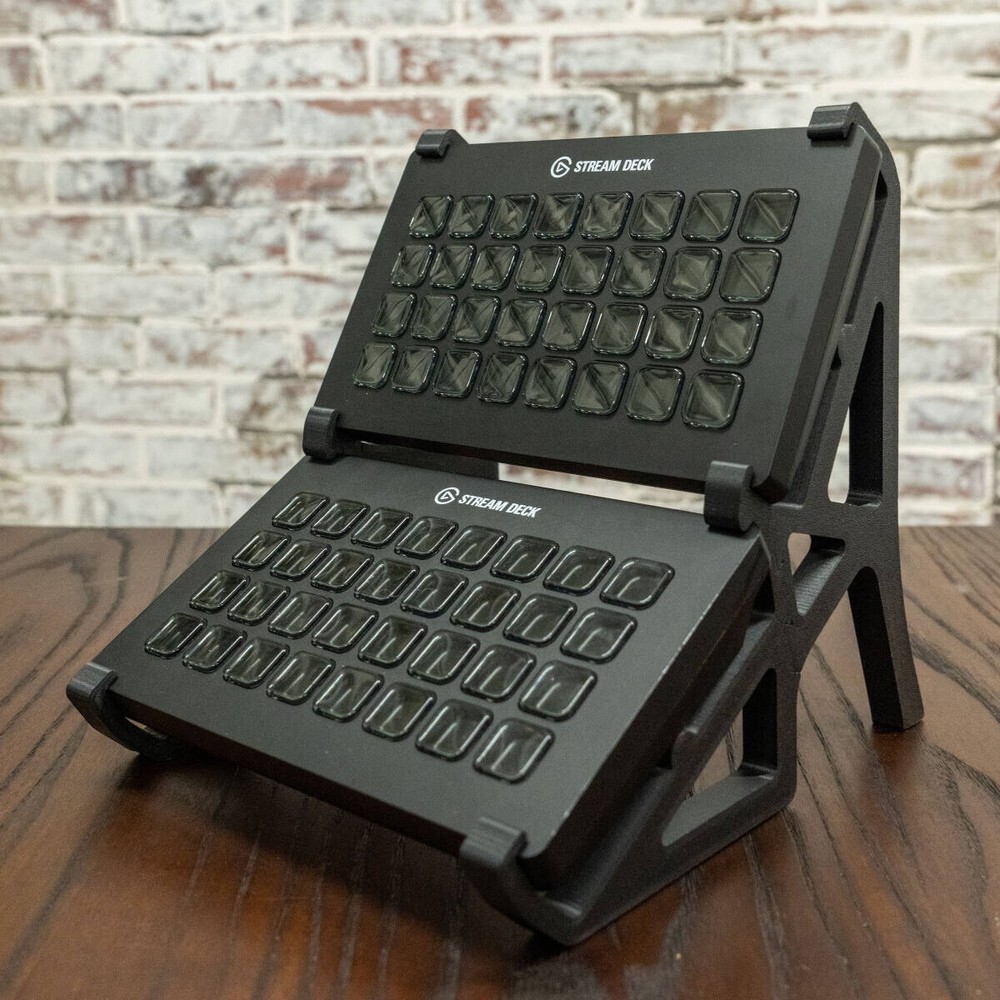 Stand for two “Elgato STREAMDECK XL” units placed vertically