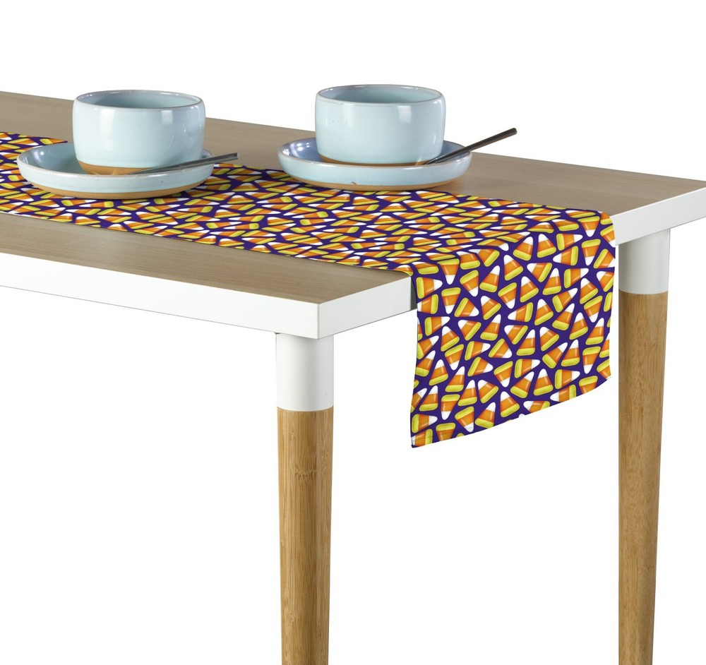 Halloween Candy Corn Purple Table Runner - 12"x72" or14"x108"