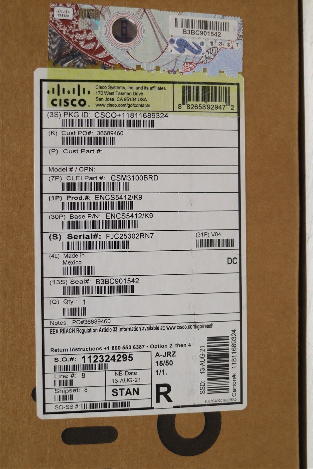 NEW Cisco 5400 Encs5412/k9 Network Compute System Virtualization Appliance