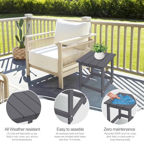 Adirondack Square Outdoor Side Table for Patio, Pool a:Square Table Grey