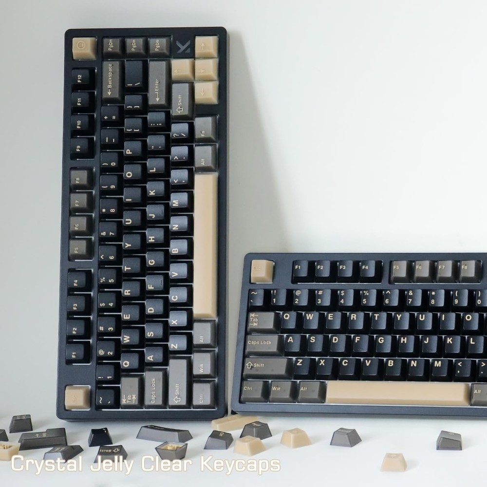 Black Translucent PBT Keycaps 163 Keys Double Shot Cherry Profile