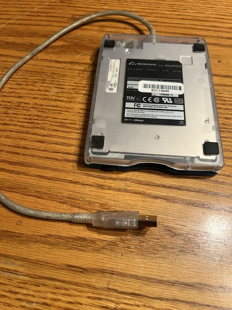 Microtech SmartFDD External USB Floppy Disk Drive Aqua Blue