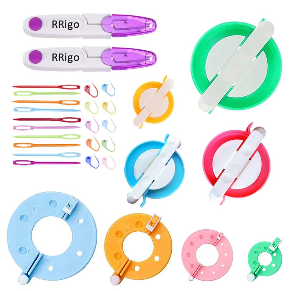 RRigo Pom Maker, 8 Sizes Pompom Maker Tool Set for Fluff Ball 30, 30