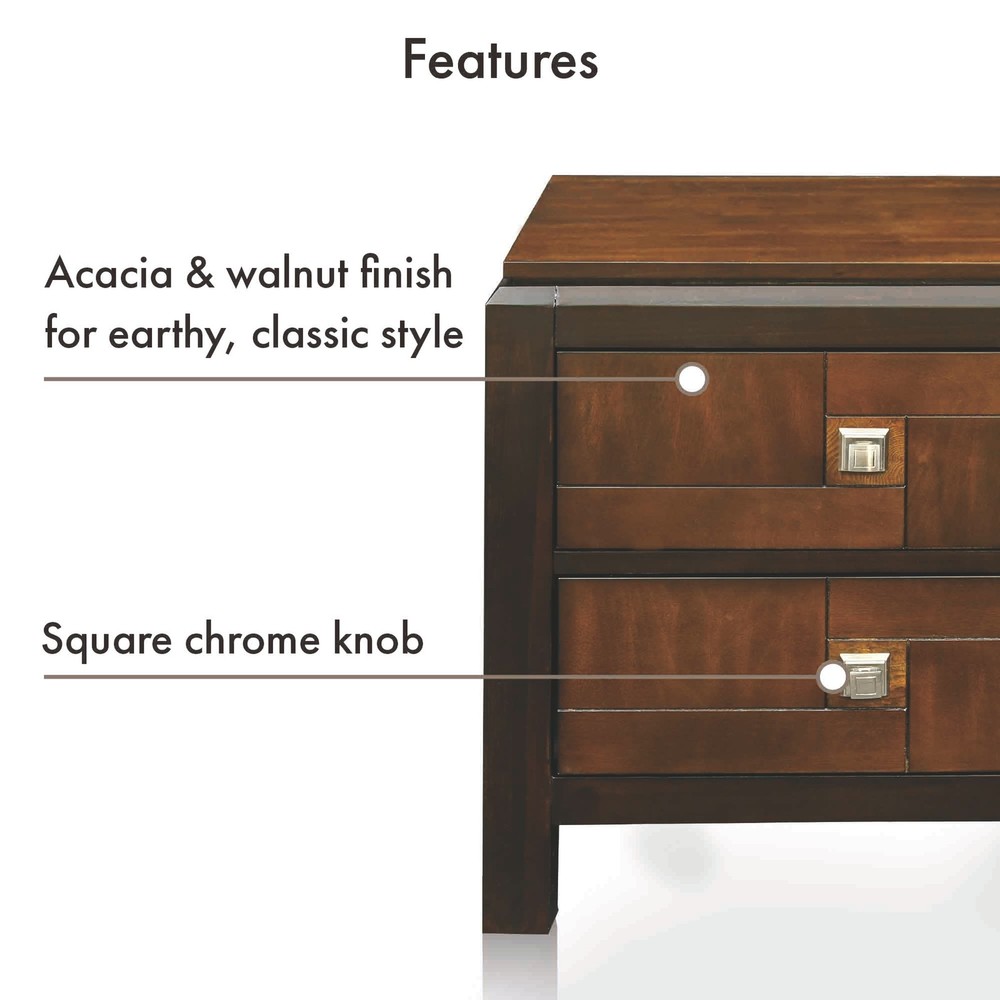 FOA Delia 2pc Walnut Transitional Wood Panel Bedroom Set - Queen + Nightstand