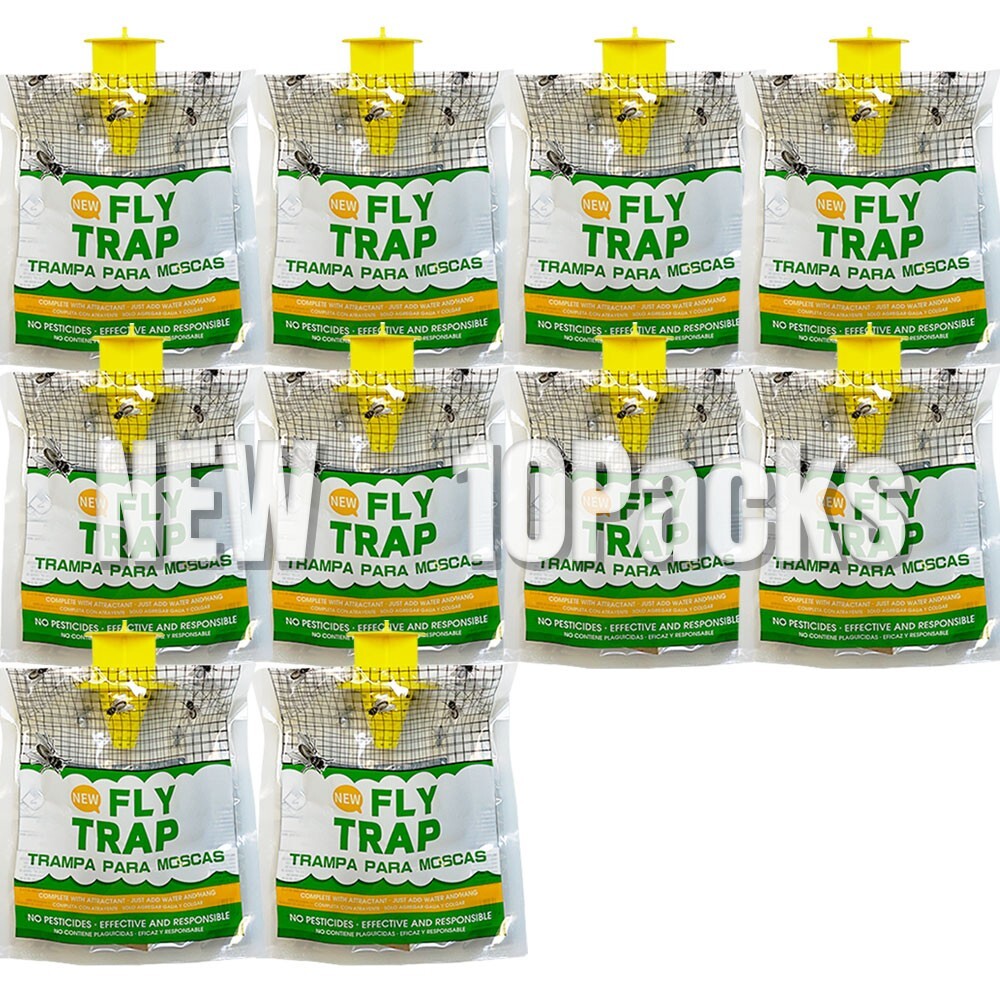 10 Pack Hanging Disposable Outdoor Fly Traps - Effective Pest Control