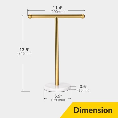 Hand Towel Holder Stand with Heavy Base, T-Shape Towel Rack, Free Marble Gold
