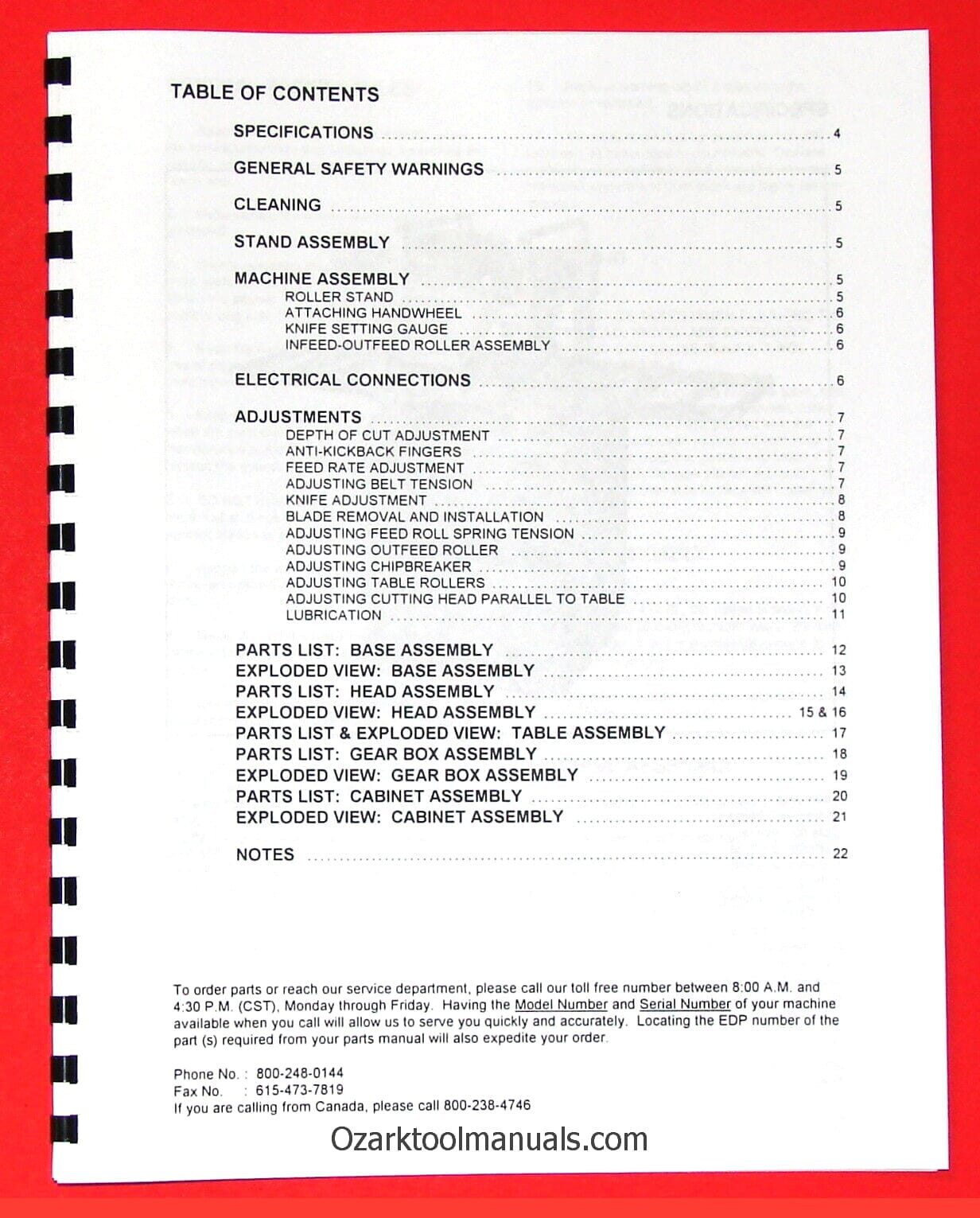 POWERMATIC Model 15 inch Wood Planer Owner Instructions Parts Manuals 1005