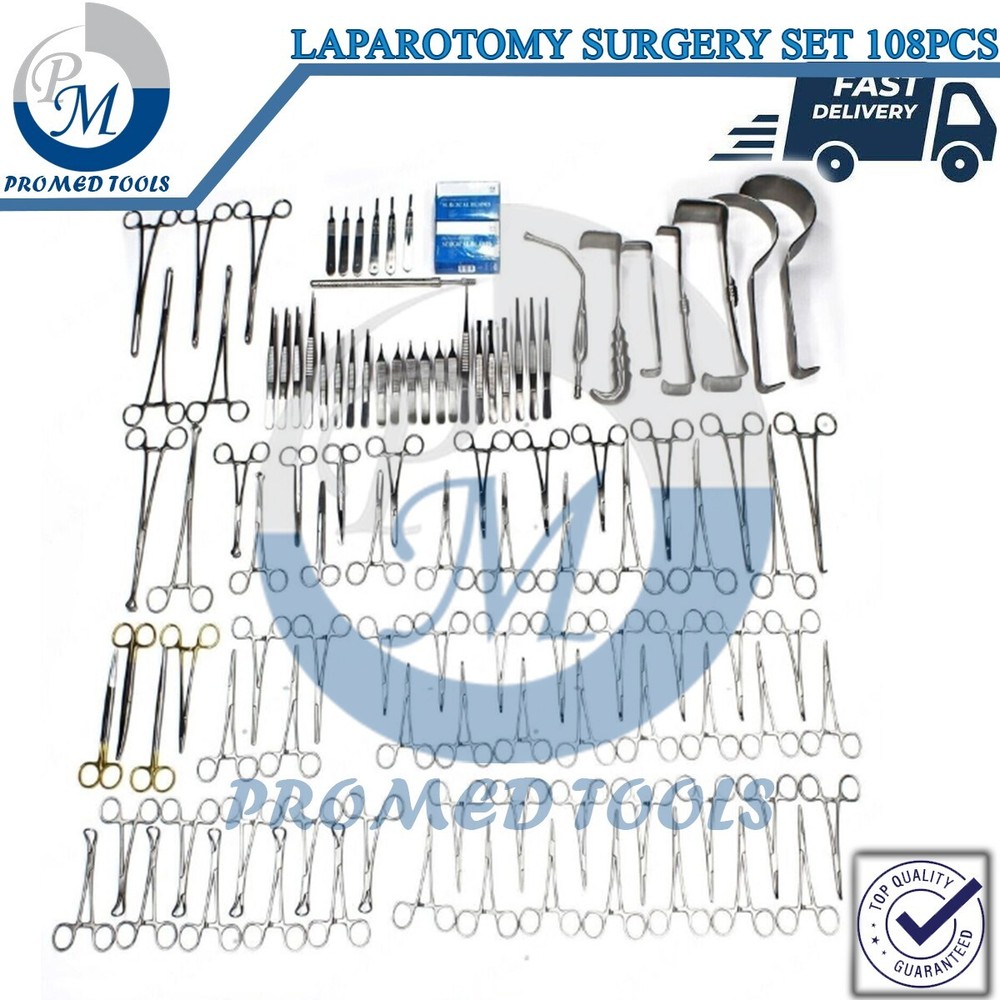 Basic Laparotomy Instruments Set of 108 Pcs Abdominal Surgery Kit High Quality