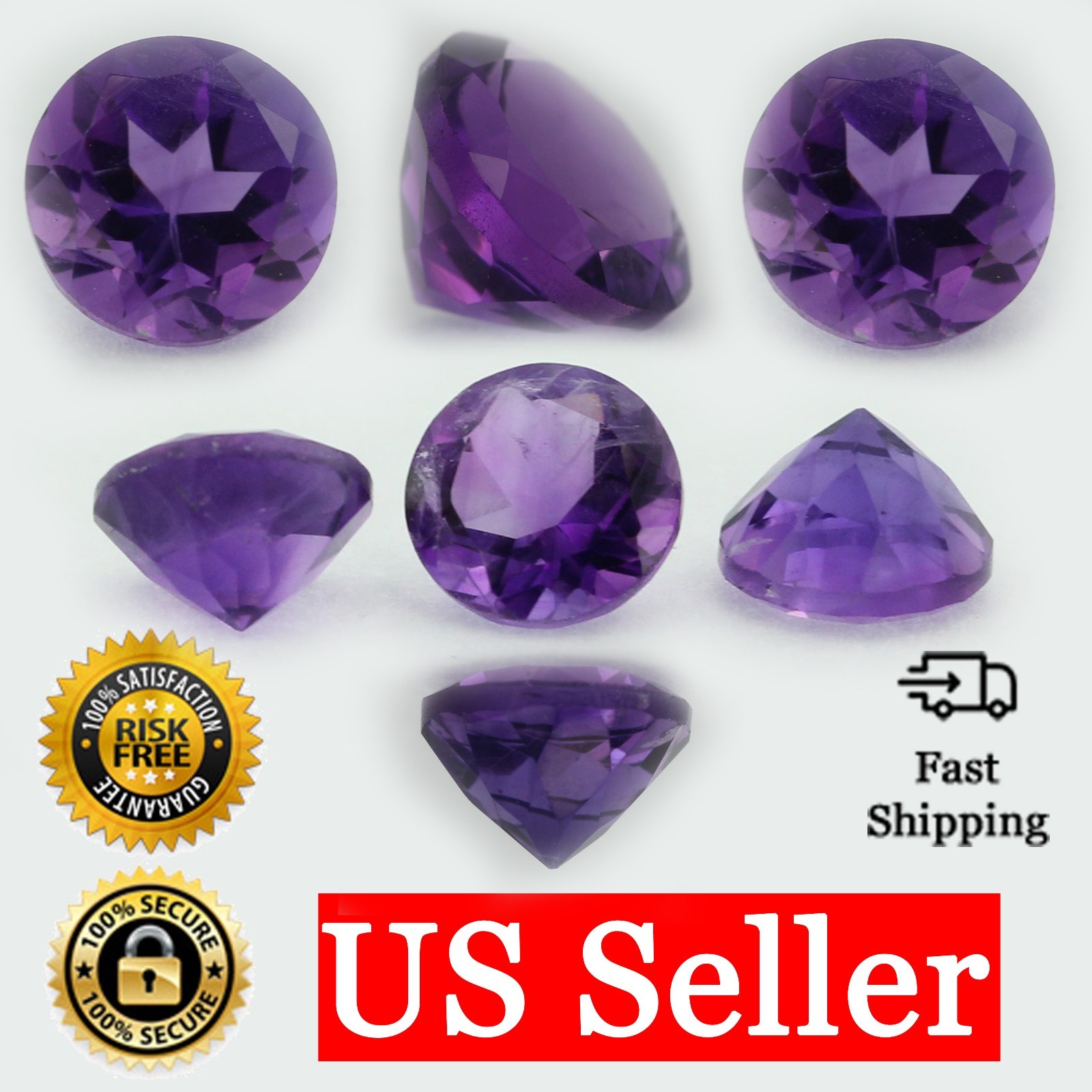 Loose Round Cut Genuine Natural Amethyst Stone Single Purple Birthstone Shape