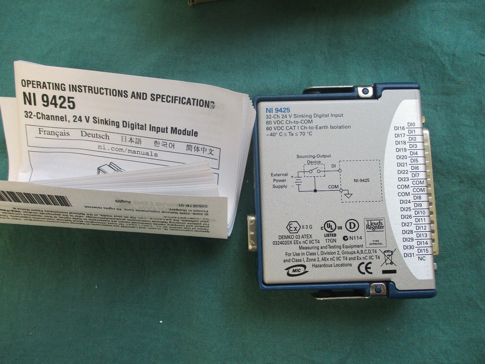 NATIONAL INSTRUMENTS 9425 - 32 CHANNEL 24 V, 7 US, SINKING DIGITAL MODULE