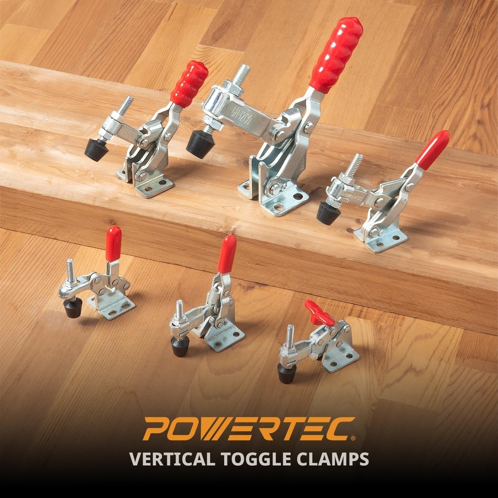 POWERTEC 4PK Toggle Clamp, 200 lbs Holding Capacity, 12050 Quick Release Vert...