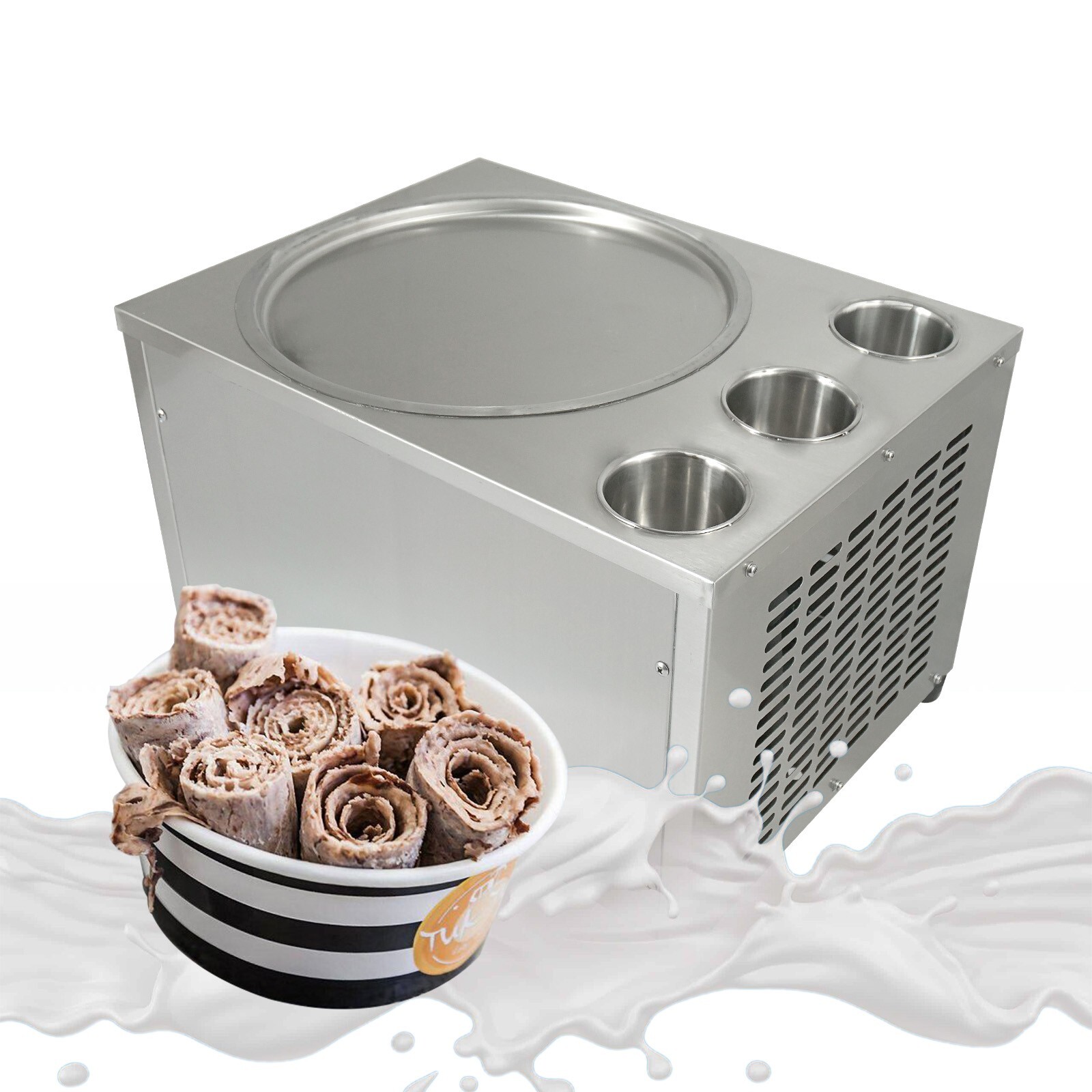 Kolice Countertop fried ice cream roll machine rolled ice cream with 3 buckets