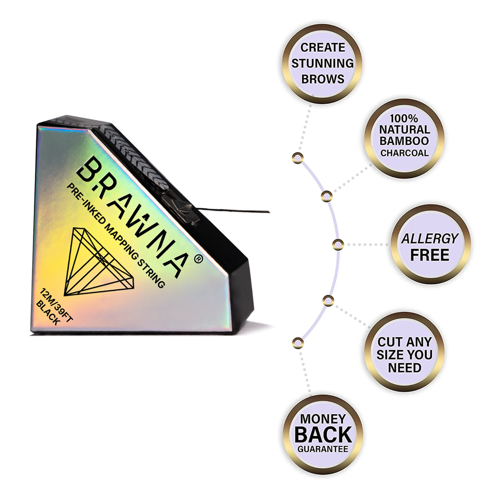 Black and White Eyebrow Mapping String, 4pack