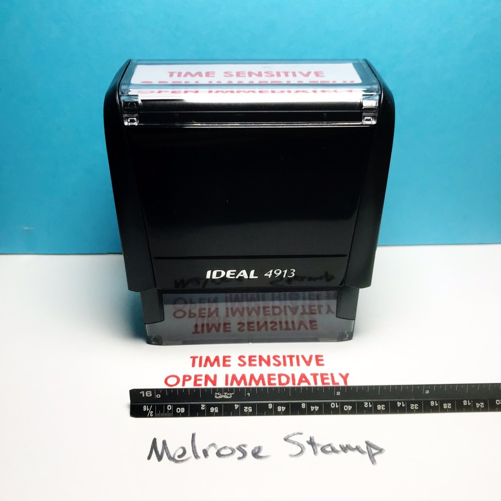 Time Sensitive Open Immediately Rubber Stamp Red Ink Ideal 4913