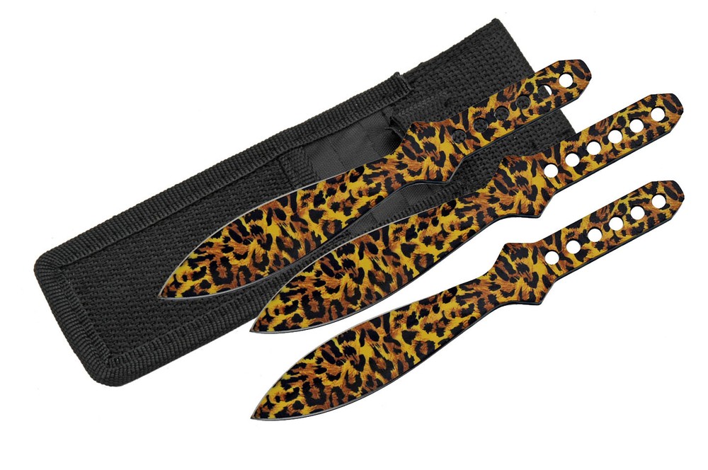 Throwing Knife Set | 3-Pc. Cheetah Wildcat Spear Point 6" Overall + Sheath