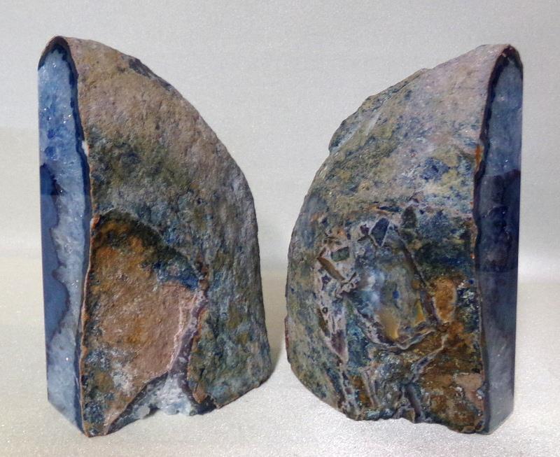 Blue Crystal Geode Bookends