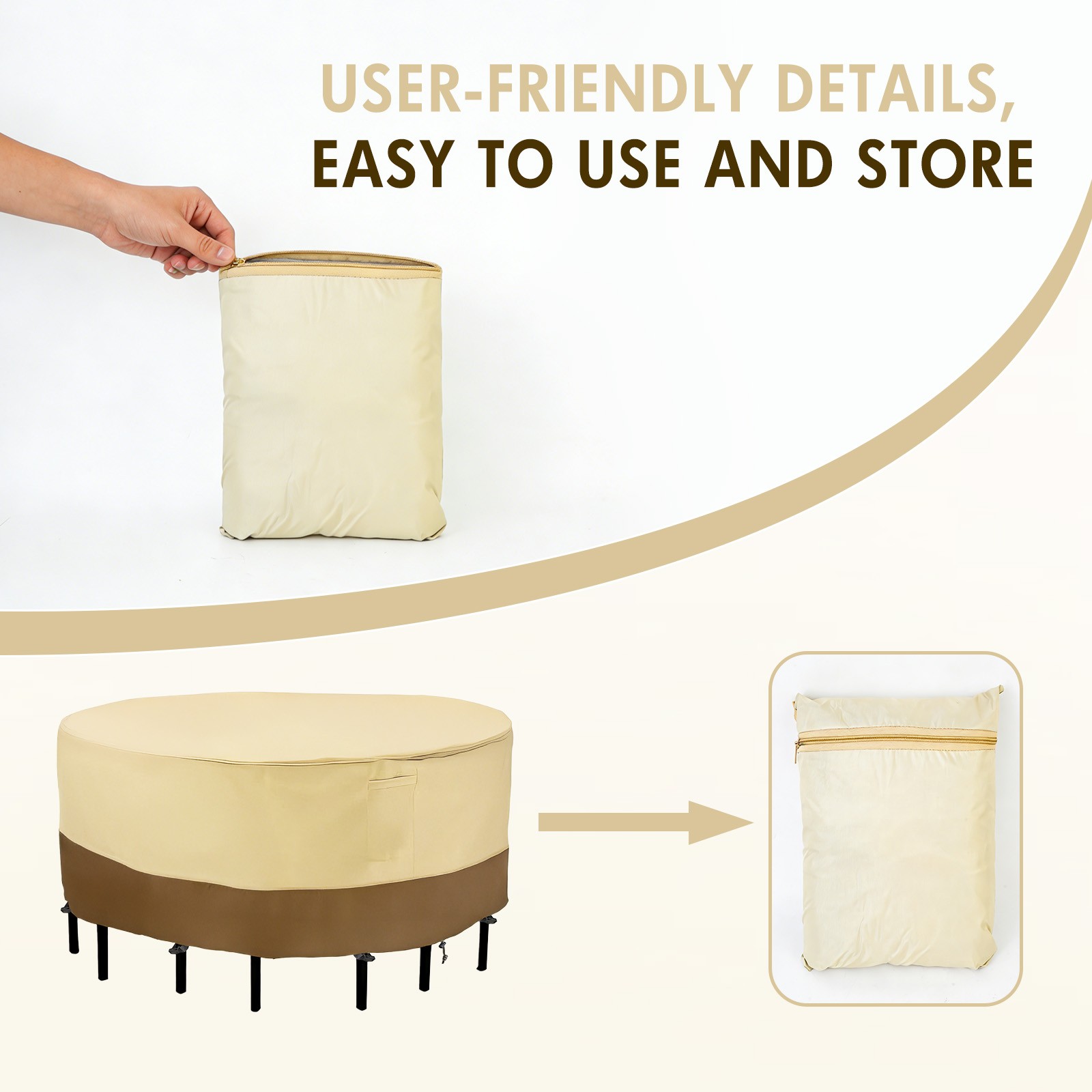 Outdoor Patio Round Furniture Cover Waterproof Windproof Table Chair Set Covers