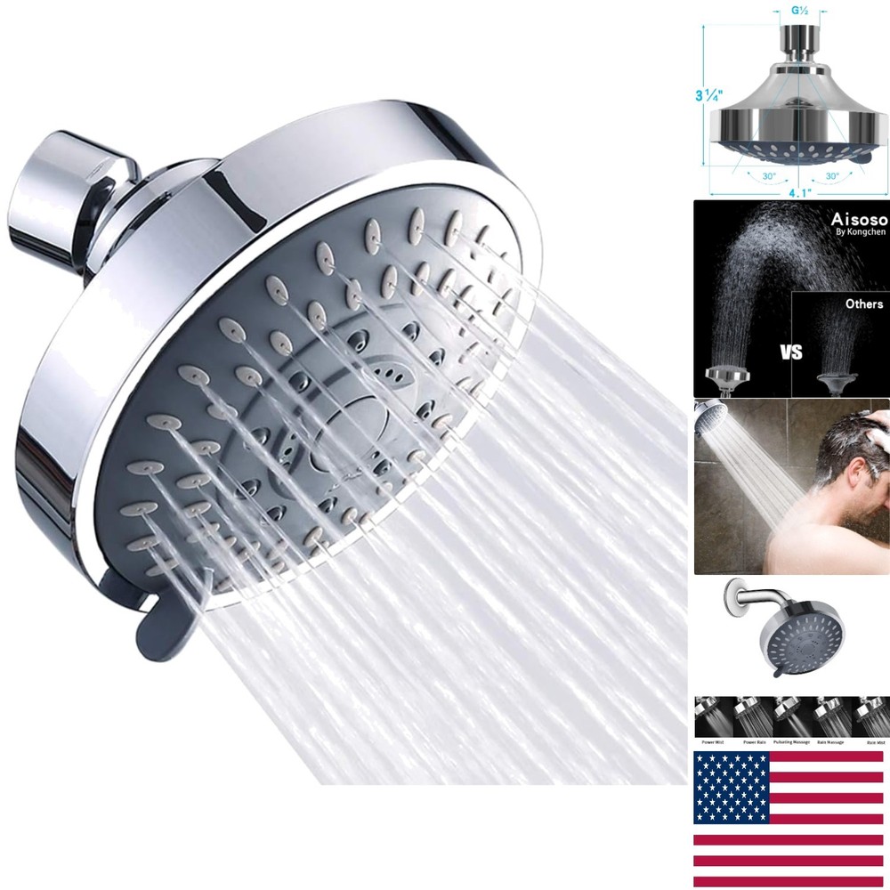 5-Function Adjustable Shower Head with High Pressure & Effortless Installation