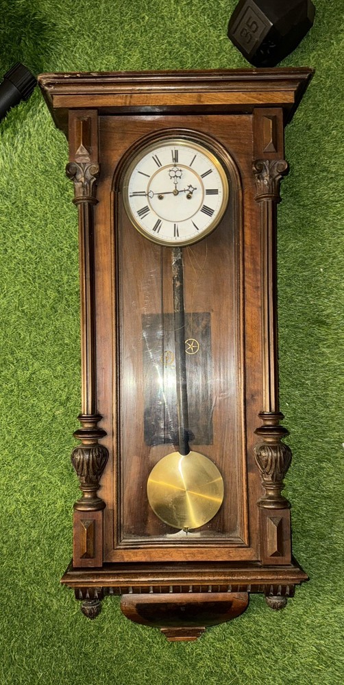 Large Antique 2 Weight Vienna Regulator Wall Clock