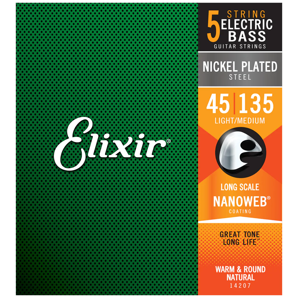 Elixir NANOWEB Nickel Bass — 5-String 14207 Light/Medium .045-.135