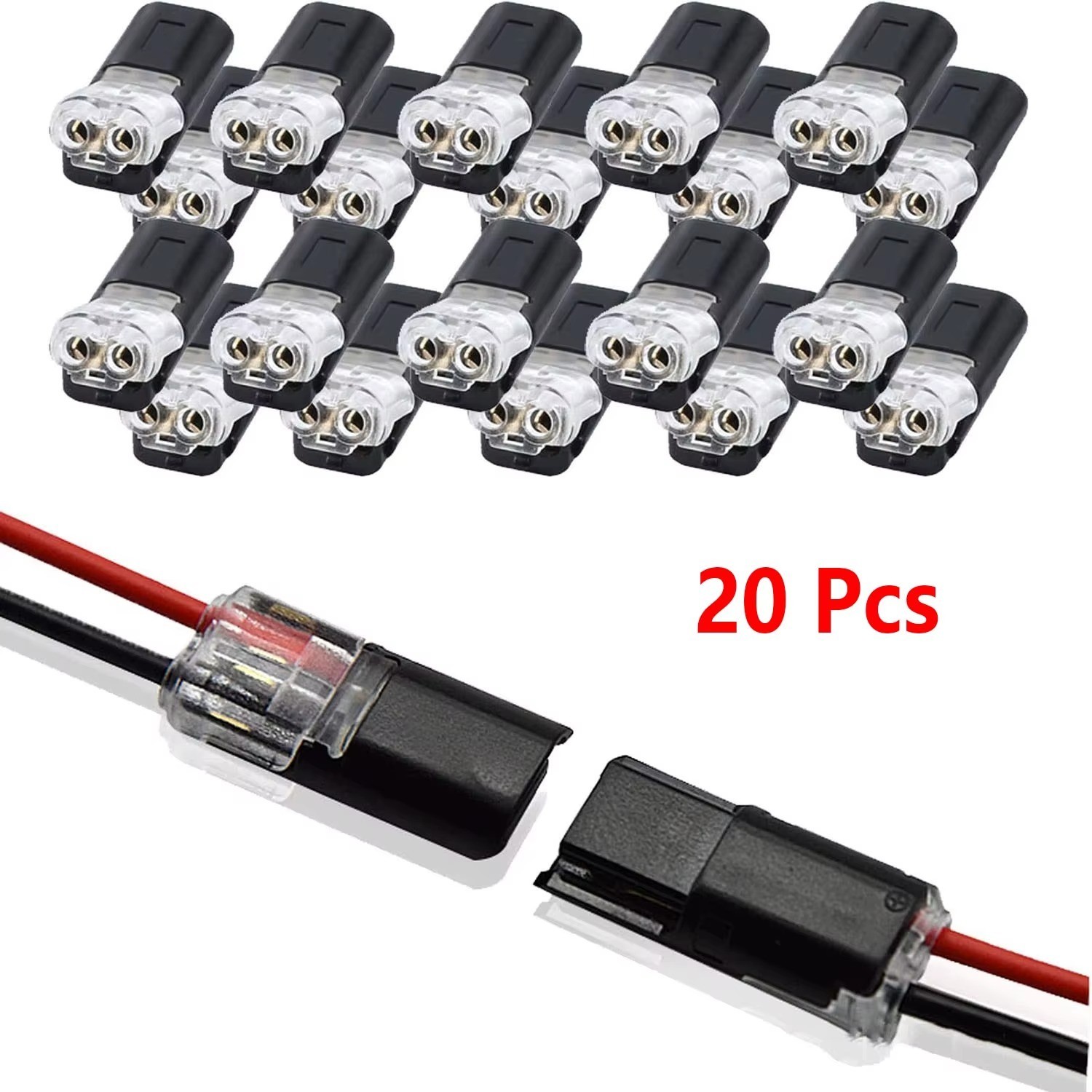 50 PCS Double-Wire Plug-in Connector, Cable Clamp with Locking Buckle AWG 18-22