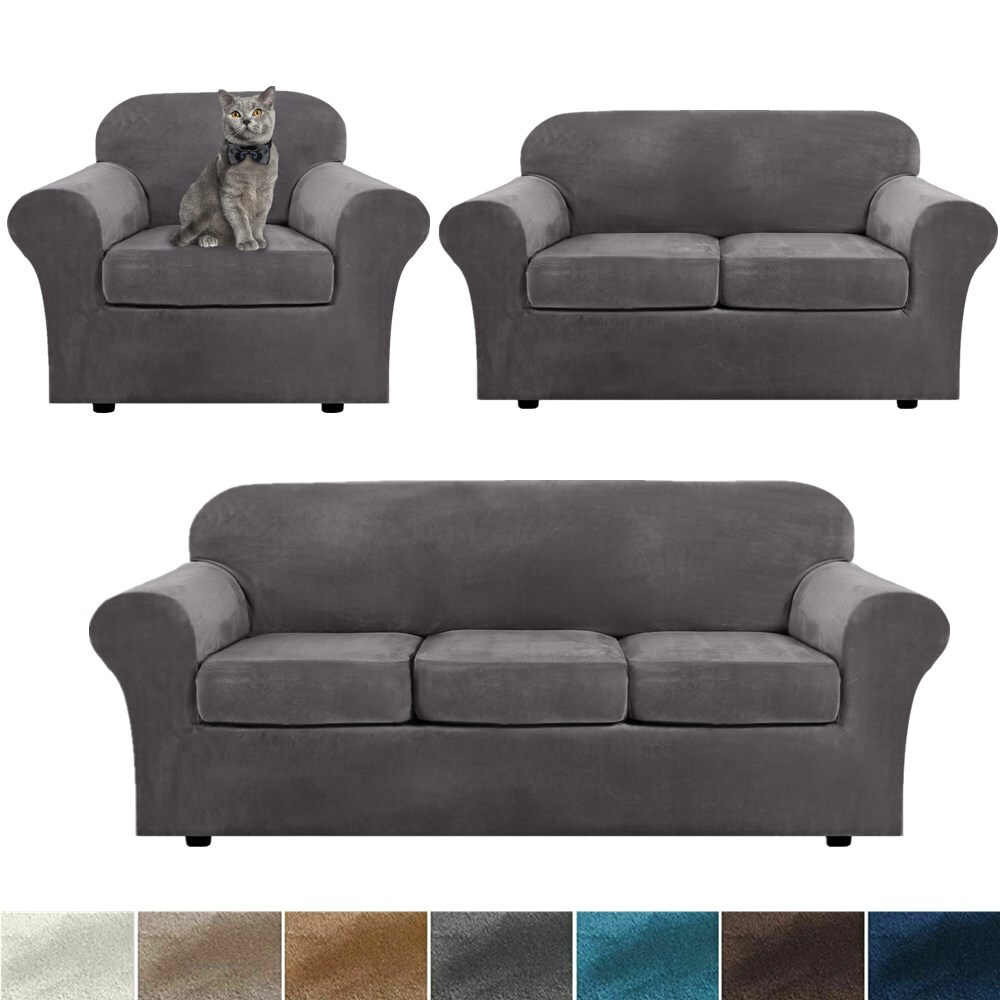Velvet Stretch Couch Cover Sofa Covers for 1/2/3 Cushion Couch Sofa Slipcovers