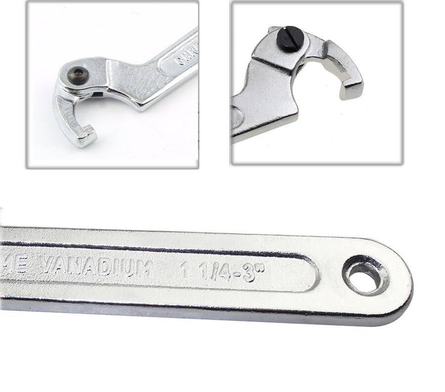 Adjustable Hook Wrench C Spanner Tool 19mm–51mm For Motorcycle Spring Bearing