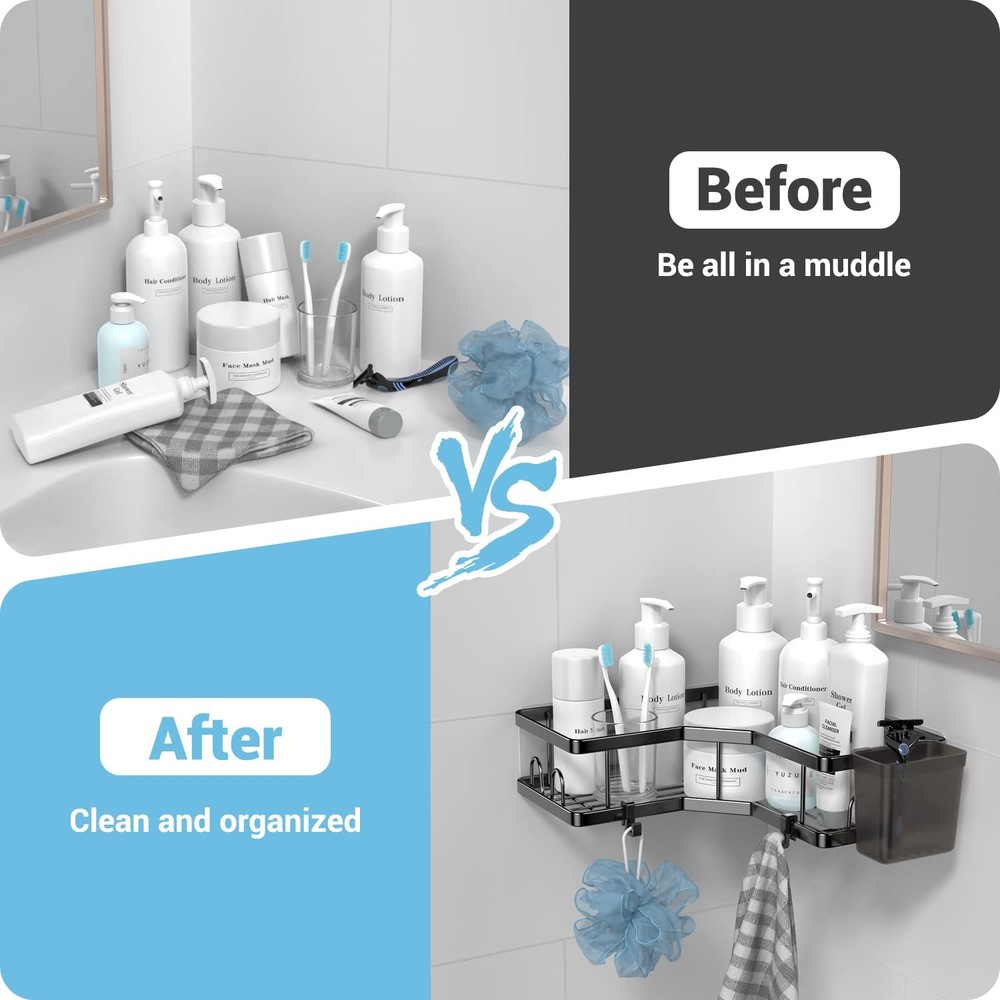 Corner Shower Caddy, 2 Pack, with Suction Cup, No Drilling