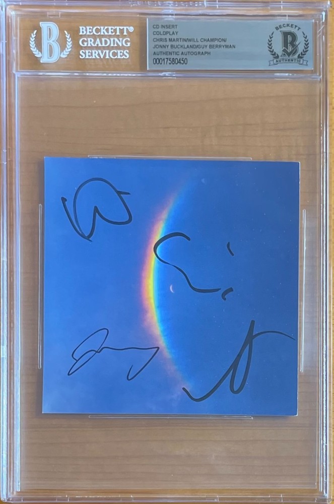 COLDPLAY CD INSERT SIGNED BY ALL 4 MEMBERS ENCAPSULATED BAS BGS AUTOGRAPH AUTO