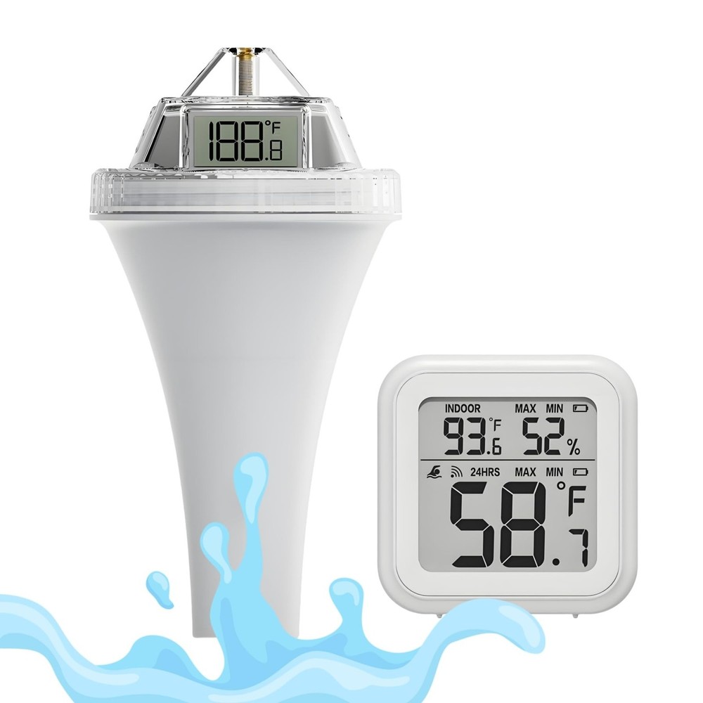 Digital Pool Thermometer, Easy Read Digital Floating Water Thermometer for Ho...