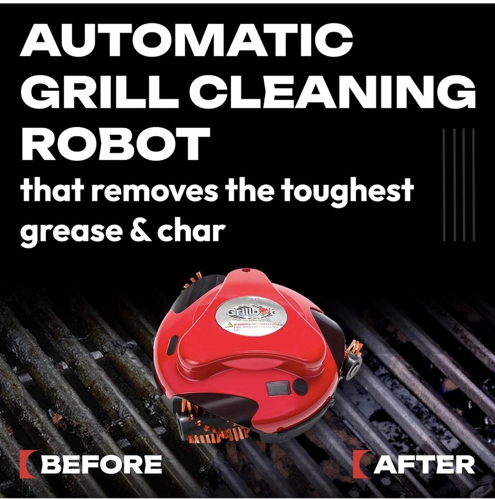 Grillbot Automatic Grill Cleaning Robot Red Rechargeable LCD Timer
