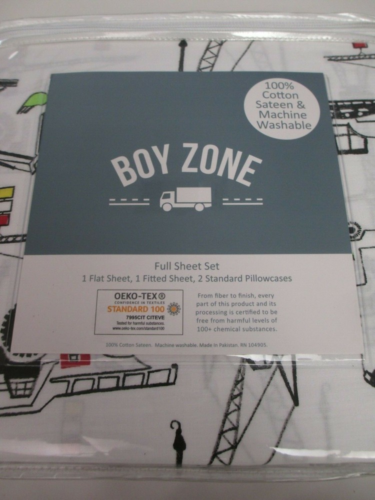 BOY ZONE Kids 4pc Cotton Construction Equipment Sheet Set - Full