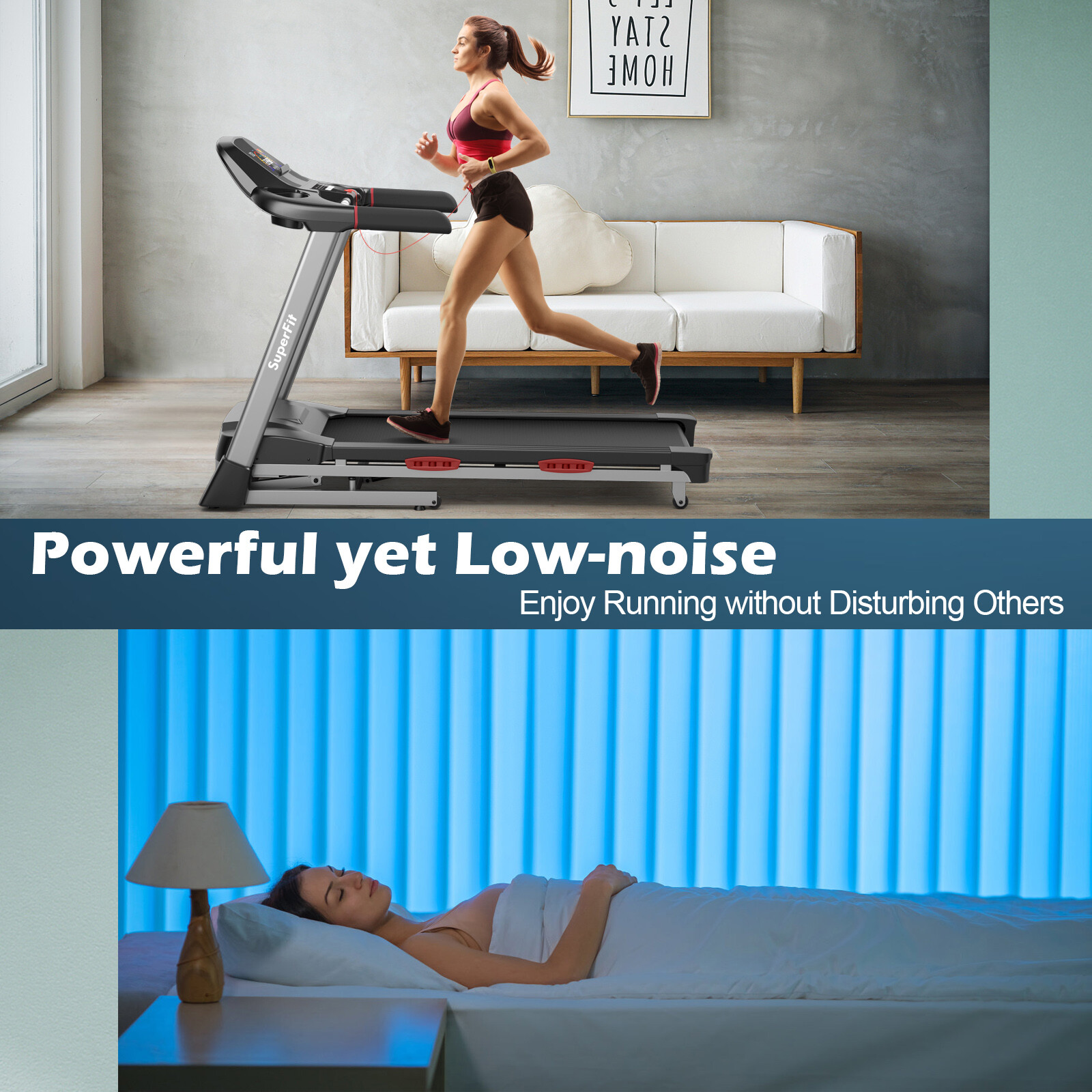 4.75HP Folding Treadmill with 15% Auto Incline & Smart APP for Home & Gym Black