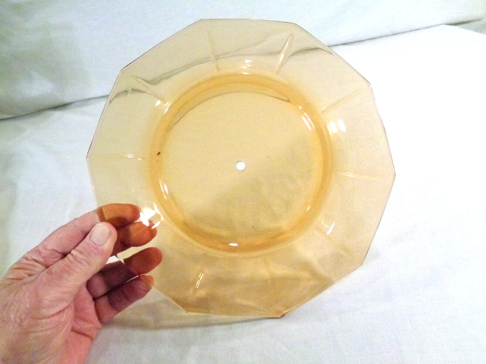 8 3/4" Octagonal Light Amber Handled Tidbit Party Tray