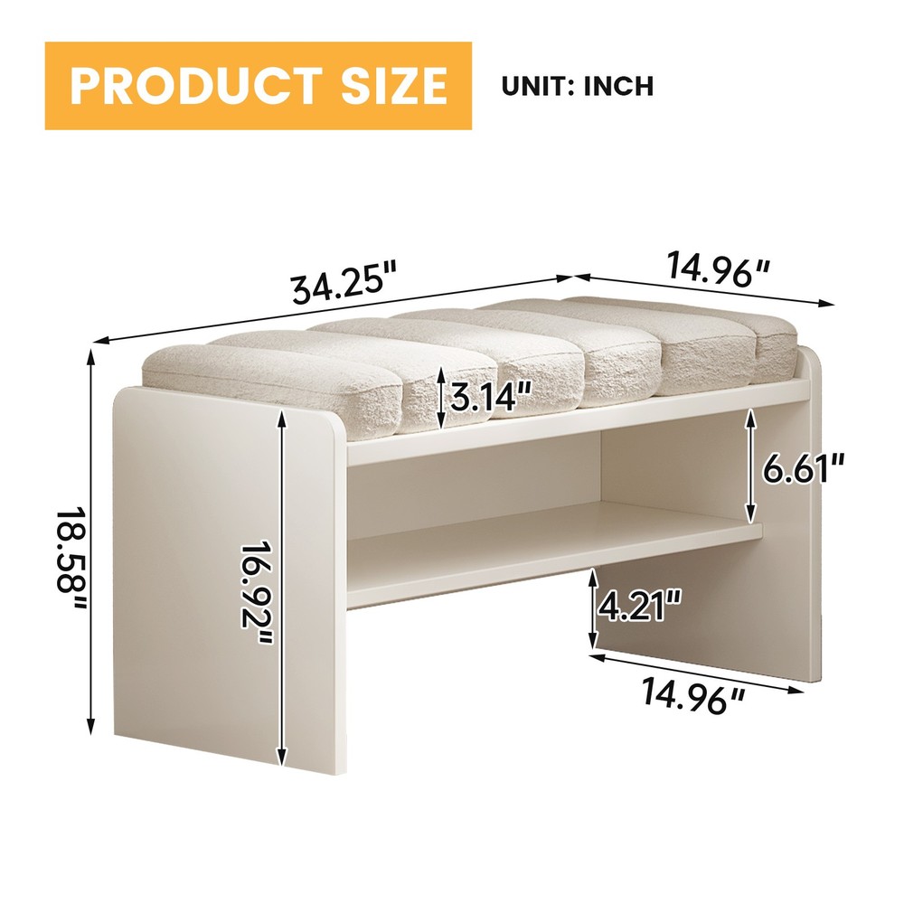 Multi-Functional Storage Bench Comfy Shoe Changing Stool Modern Entryway Bench