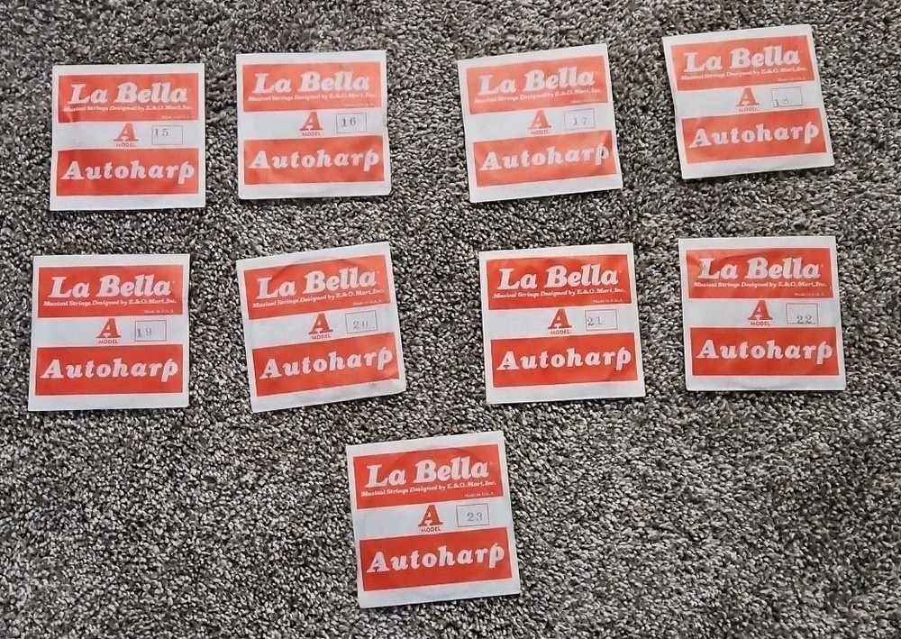 La Bella A Autoharp Strings NOS #1-#23, missing #13 and #14