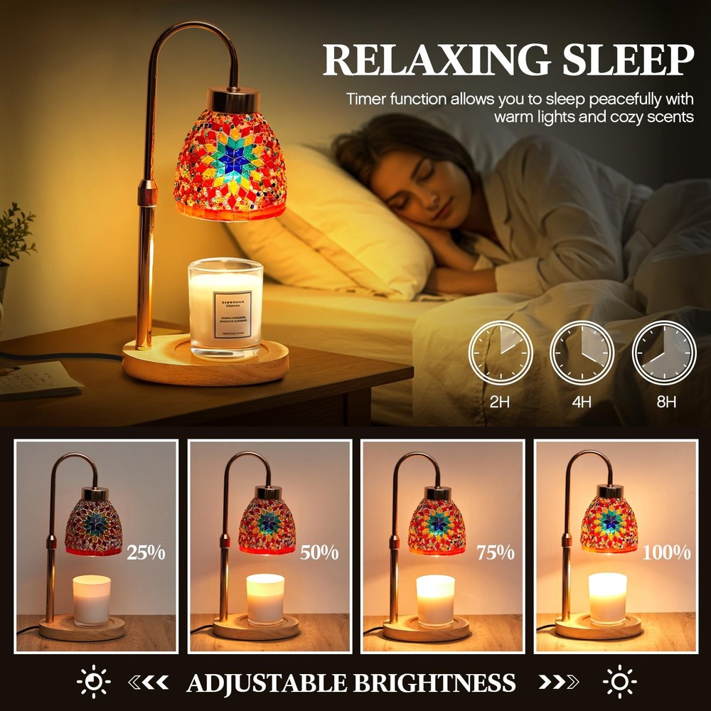 Turkish Candle Warmer Lamp with Timer Electric Dimmable Table Adjustable Height