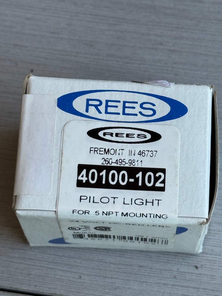 Rees Pilot Light Indicator Red Lens 24V DC 40100-102 5 NPT Panel Mounting