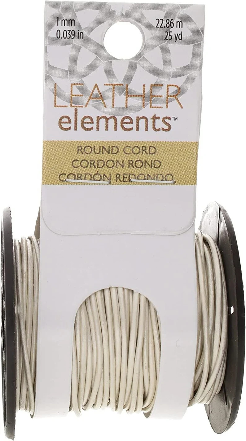Metallic Pearl Silver Genuine 1mm Round Leather Cord 25 Yard Roll