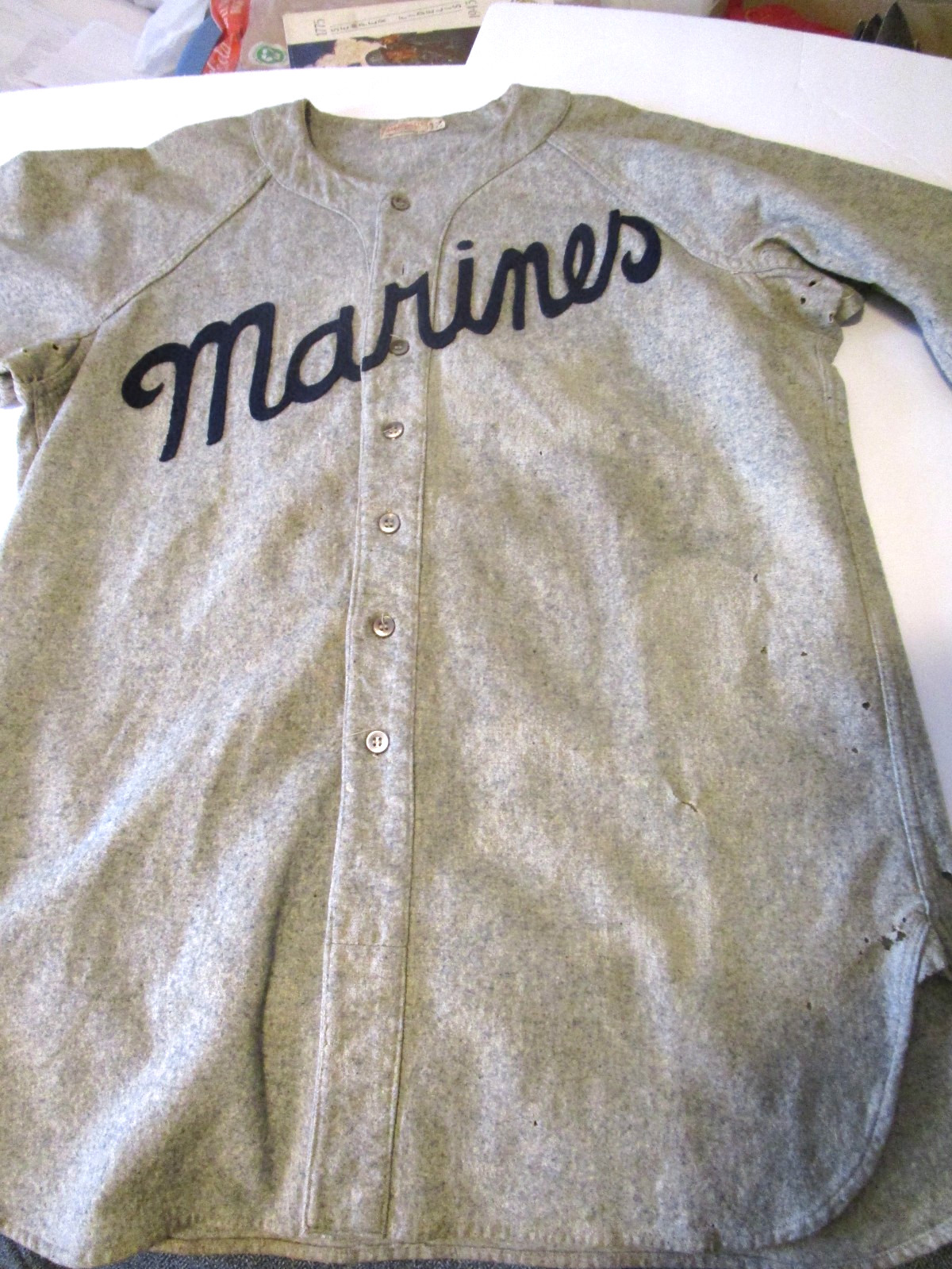 Vintage 40s WW2 Marine Corps Baseball  Uniform Shirt Size 42