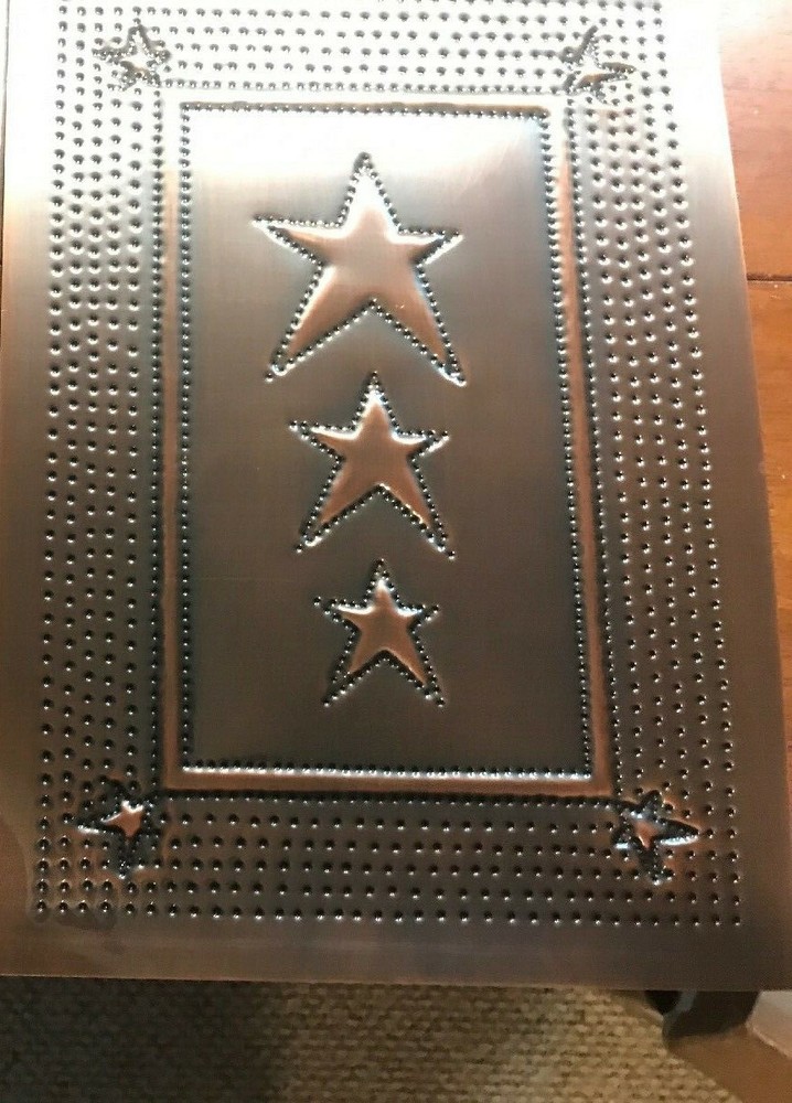 Star Cabinet Panel Insert Tin Rustic Primitive Country Punched Pie Safe Copper