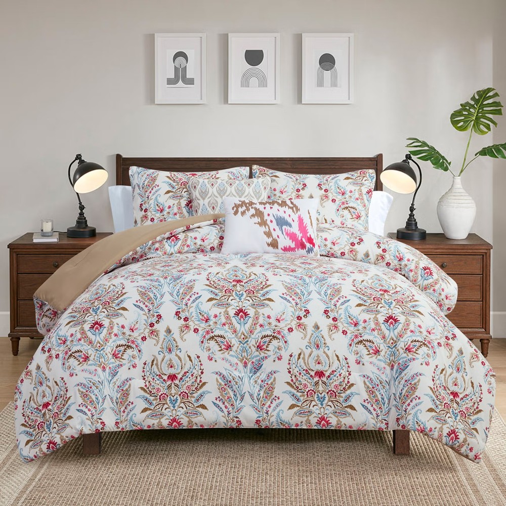 BrylaneHome Marcel 5-Piece Comforter Set - Queen, White