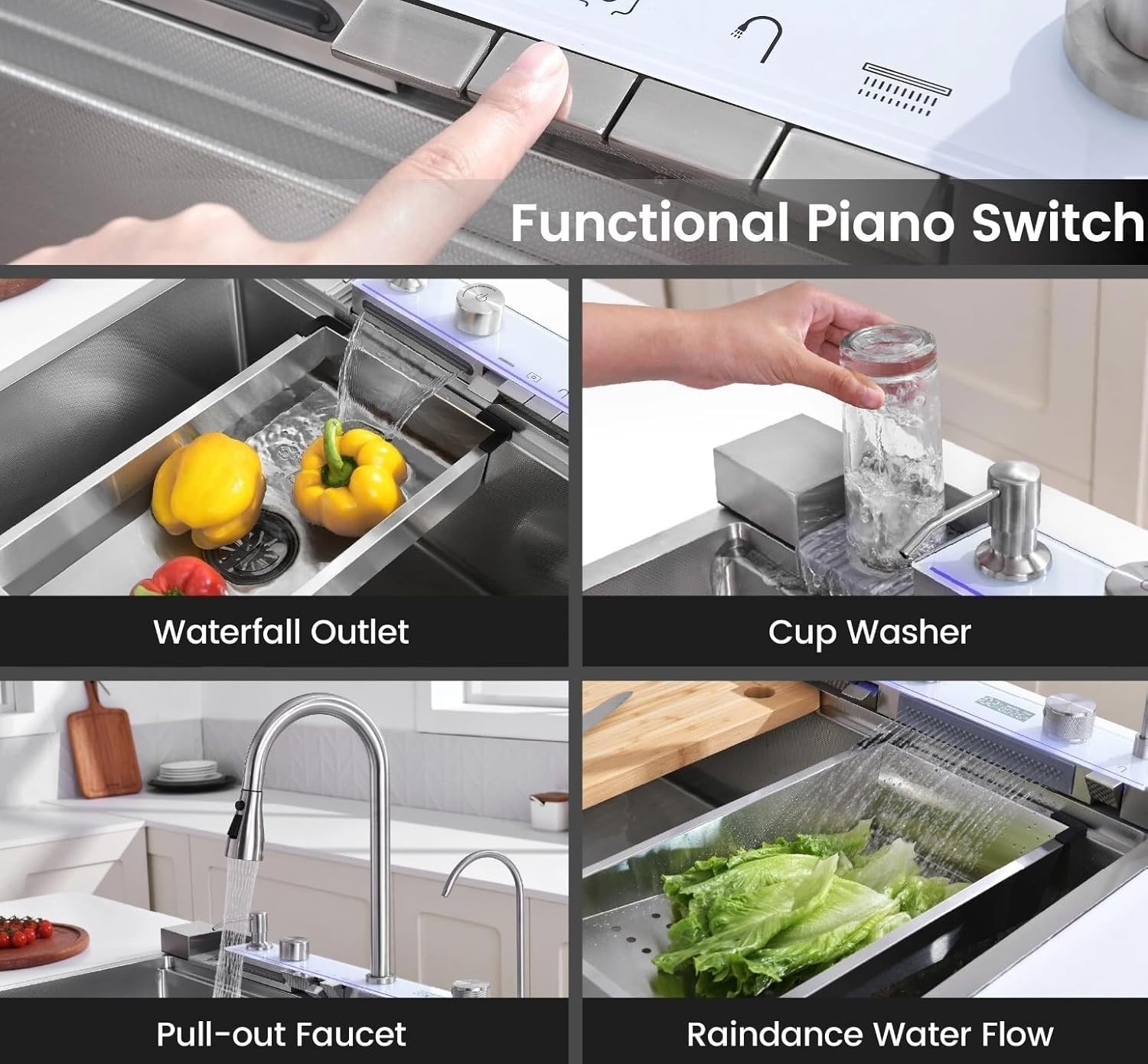 33x22 Inch Stainless Steel Undermount Kitchen Sink Single Bowl with Faucet Combo