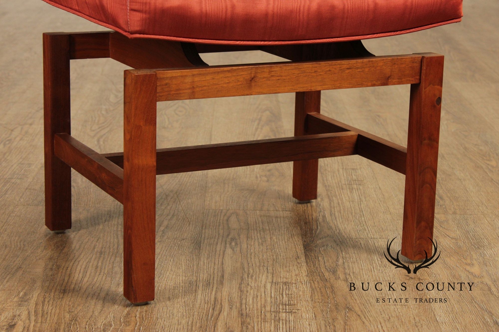 Jens Risom Mid Century Modern Pair Of Walnut Stools