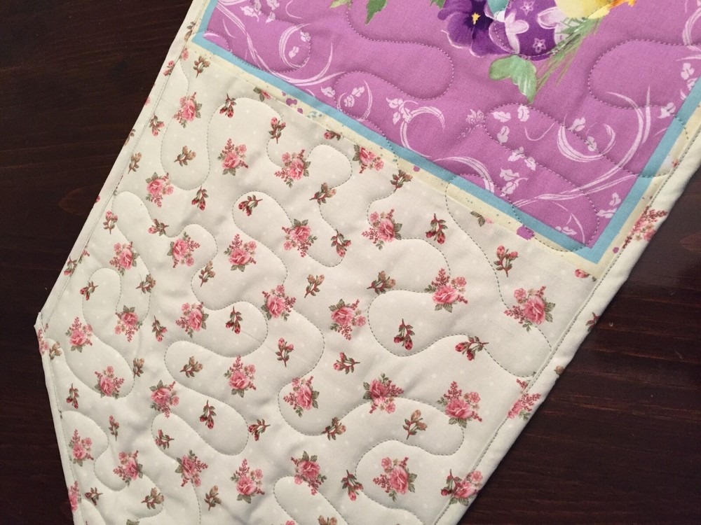 Handcrafted-Quilted Table Runner- Easter Print - Easter Chicks & Easter Eggs